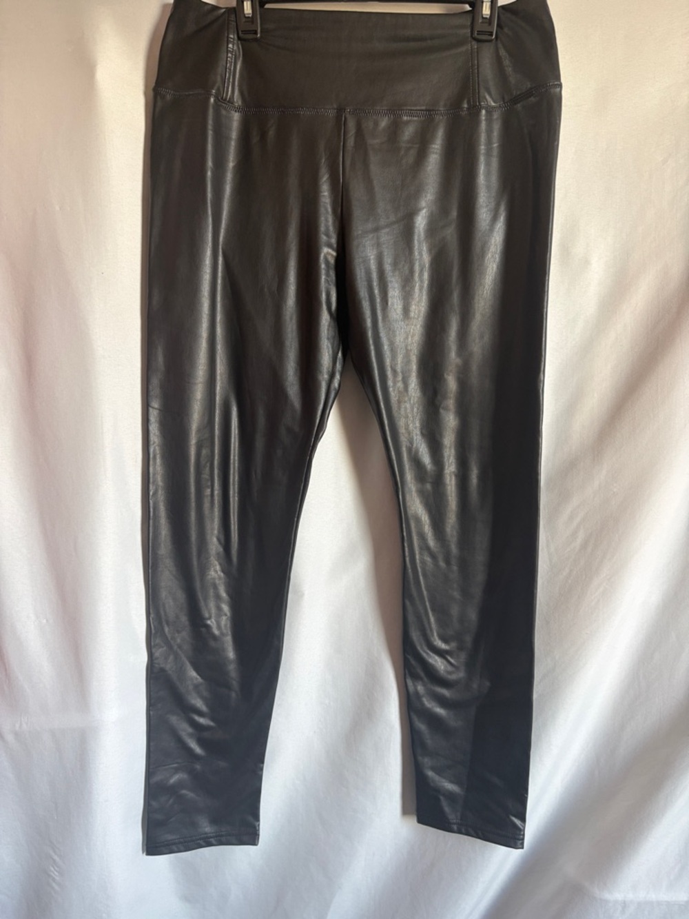 7 For All Mankind Black Faux Leather Straight-Leg Pants